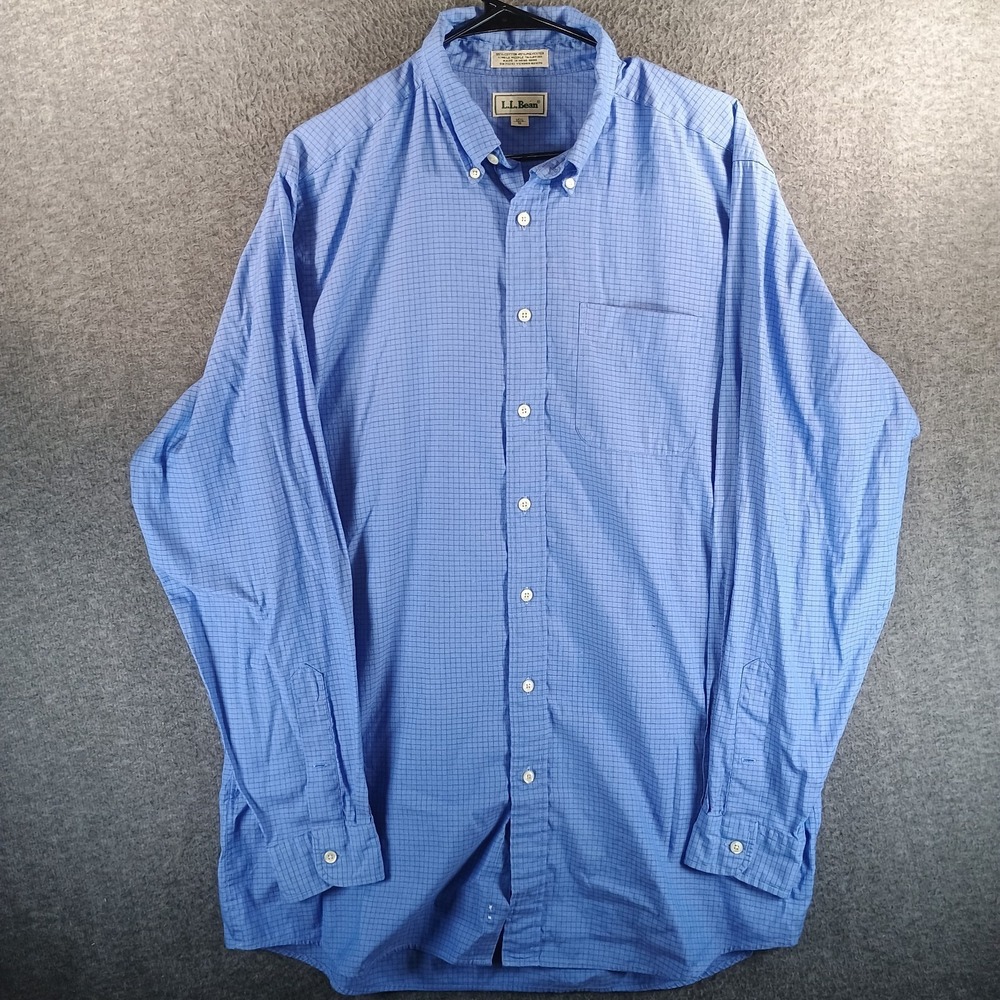 Vintage LL Bean Shirt Men 16.5-33 Blue Button Up‎ Single Needle Tailoring Oxford